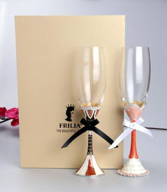 翡利亚珐琅彩婚礼对杯 见证永恒爱意的水晶香槟杯套装